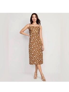 NWOT Old Navy Cowl-Neck Printed Satin Midi Slip Dress